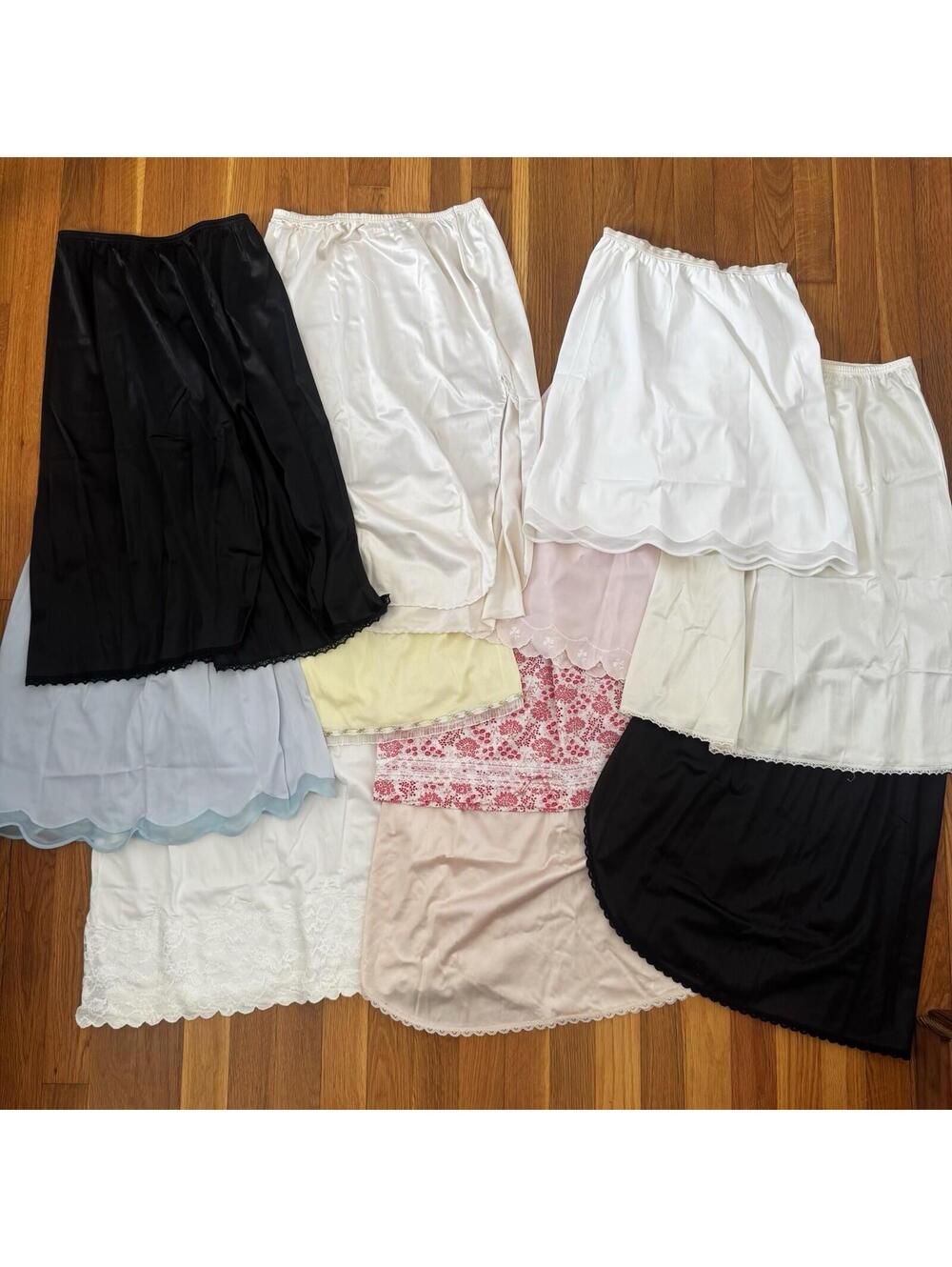 Lot of 11 Vintage Nylon Lace Skirt Half Slips SMALL Size One Owner Made in USA